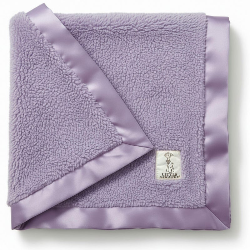 Little Giraffe Chenille Baby Blanket â€“ 29x35â€ Soft Chenille with Satin Trim, Lavender | Ultra-Soft, Gentle & Safe, Lightweight & Breathable for Newborns & Toddlers - Image 1